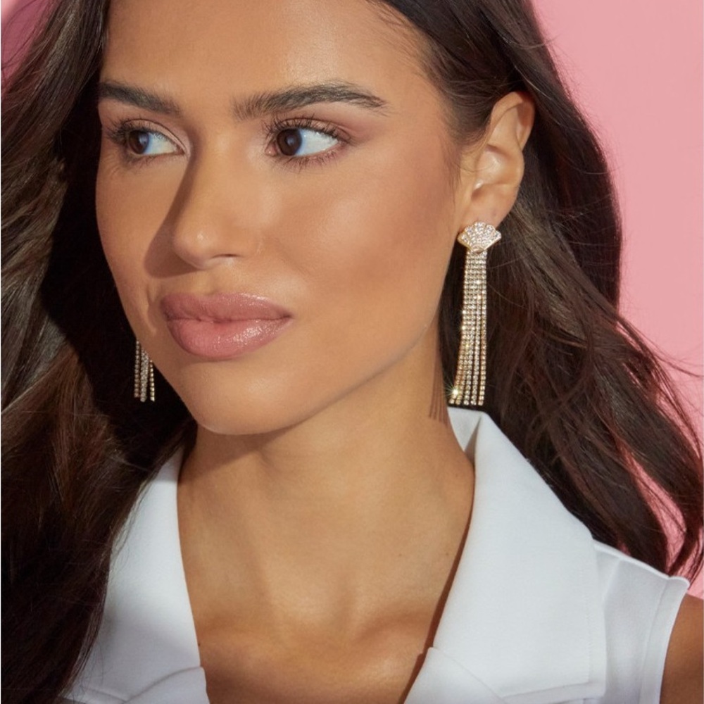 Luxe 14K Gold Plated CZ Liquid Cupchain Earrings